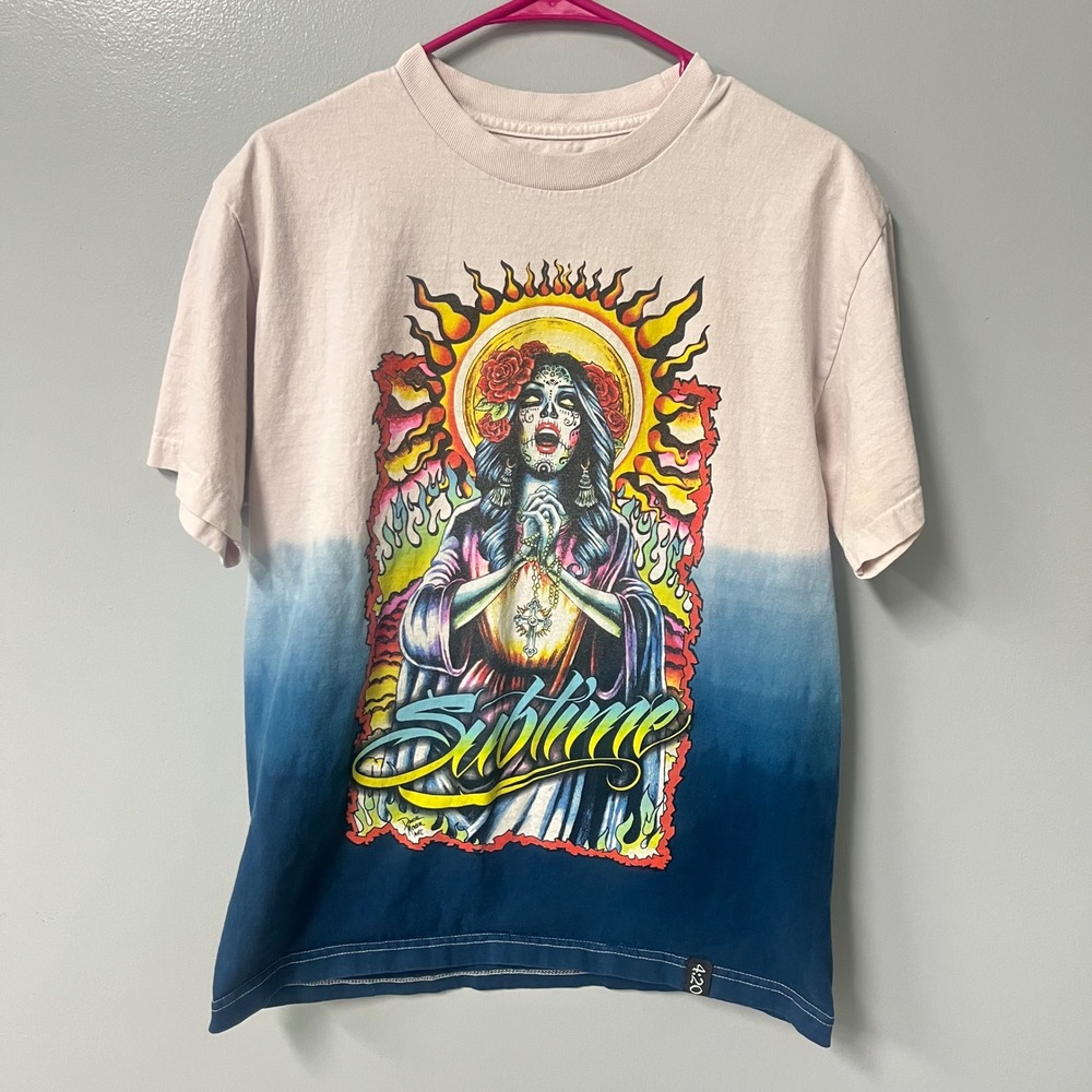Sublime 4:20 Band Tee Daniel Mercer Art Dip Dye Ombre Santa Muerte Shirt Mens M